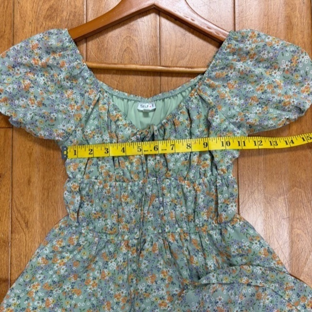 Women Babydoll Mini Dress Sz XS Cottagecore Coquette Milkmaid Boho Cowgirl Fairy - Picture 5 of 10